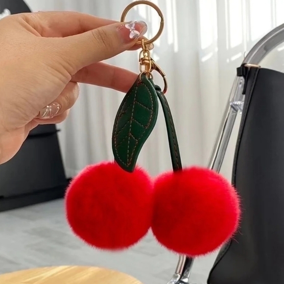 Handbags - Plush Large Red Cherry Bag Charm Keychain